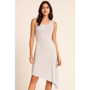VTG 90s Ghost London Size M Silver Grey Bias Cut Asymmetrical Hem Slip Dress